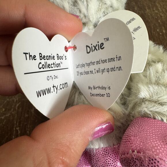 TY Beanie Boos Dixie 2017 Gray Pink Sheep Lamb Plushie Stuffed‎ Animal - Picture 7 of 7